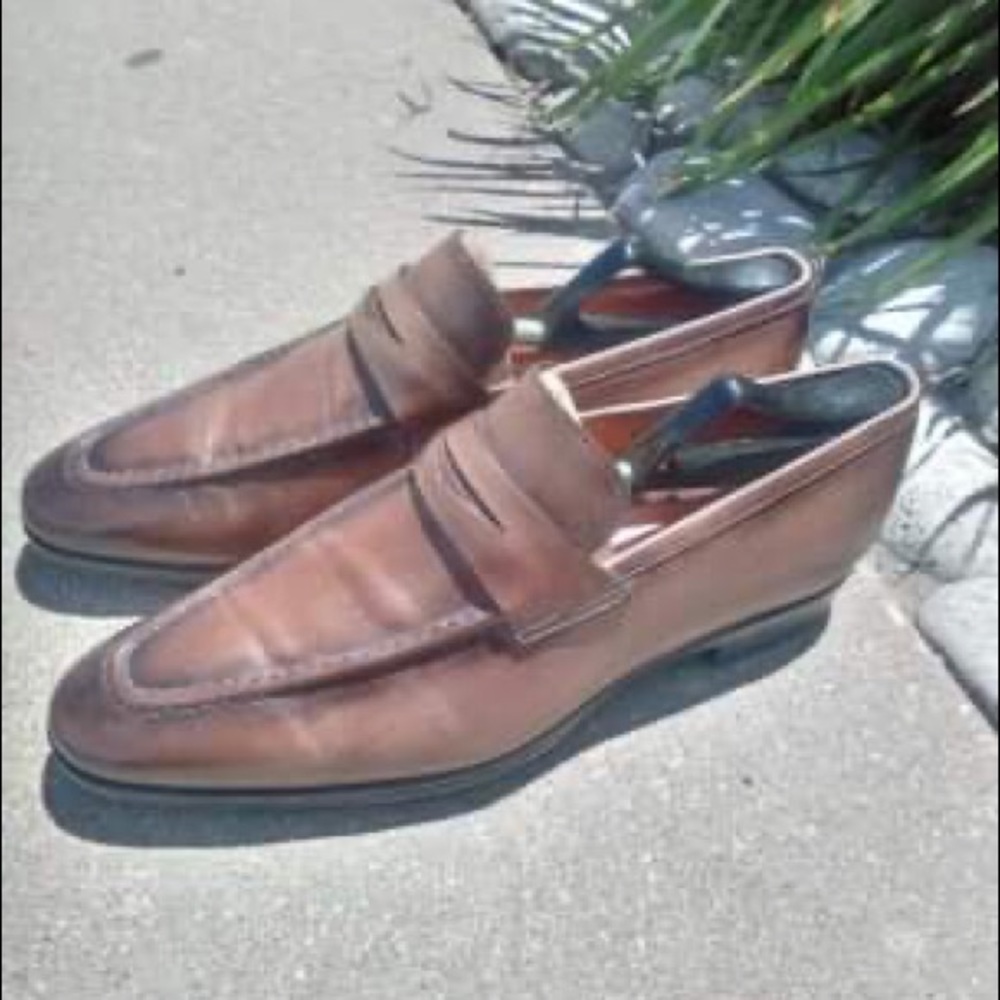 Santoni loafers size 11 tan